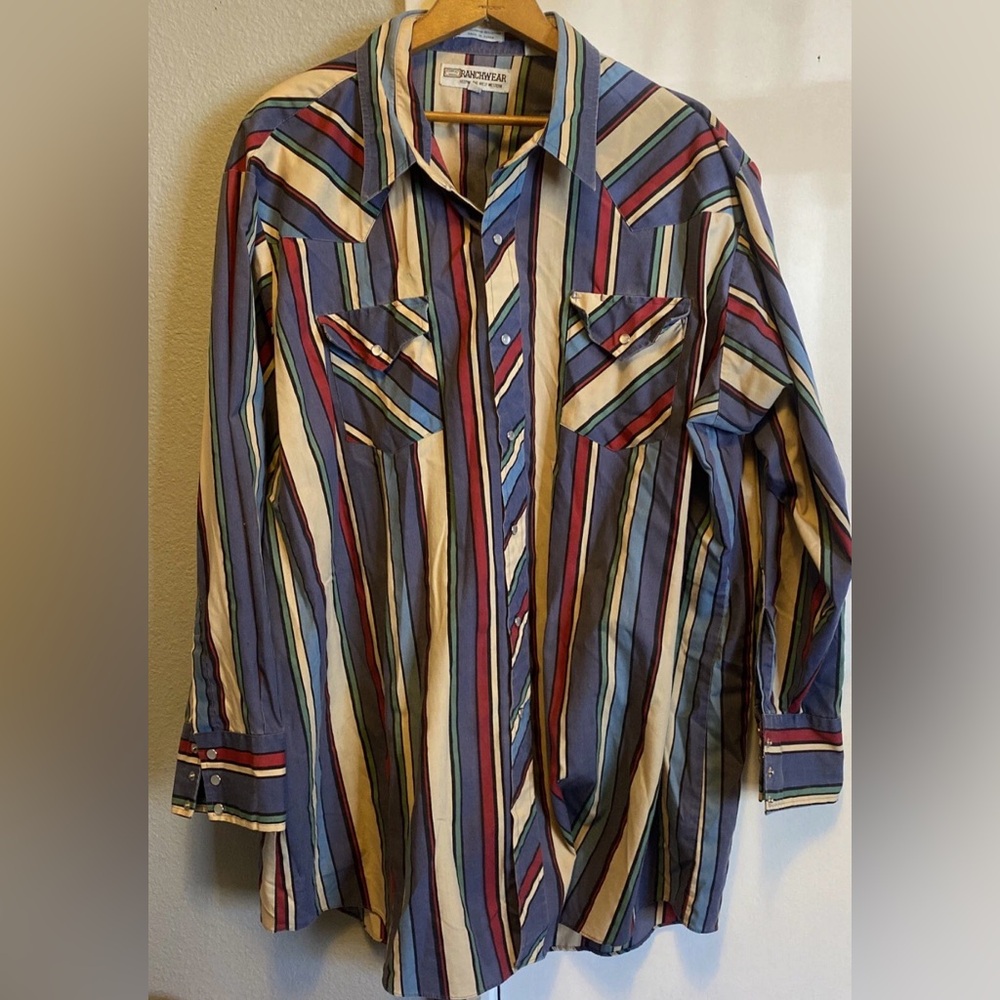 Vintage Corral West Ranchwear Men’s Pearl Snap Long Sleeve Shirt Size 19-36